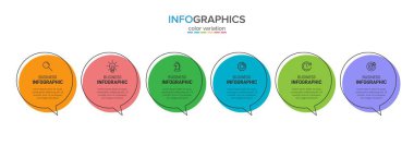 Ardışık 6 izometrik basamaklı ok iş modeli kavramı. Altı renkli grafik elementi. Broşür ve sunum için zaman çizelgesi tasarımı. Infographic tasarım düzeni