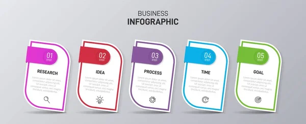 Infographic design with icons and 5 options or steps. Thin line vector. Infographics business concept. Can be used for info graphics, flow charts, presentations, web sites, banners, printed materials. — Stock Vector