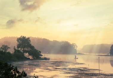 Vintage manzara doğa ve nehir arka plan