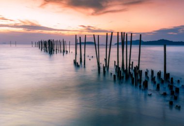 Deniz manzarası manzara alacakaranlık doğada uzun pozlama