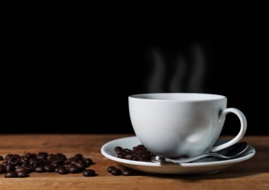 Vintage kahve çekirdeği kahverengi ahşap