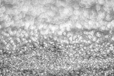 Glitter ışık soyut gümüş bokeh bulanık arka plan 