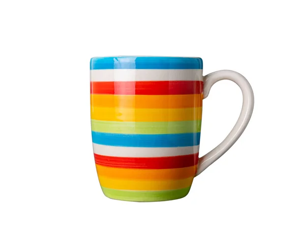Taza de beber de color multicolor, aislado sobre fondo blanco con —  Fotos de Stock