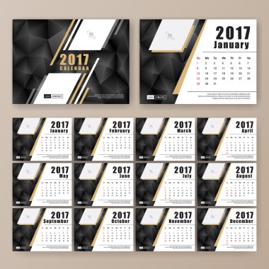 12 month desk calendar template for print  clipart