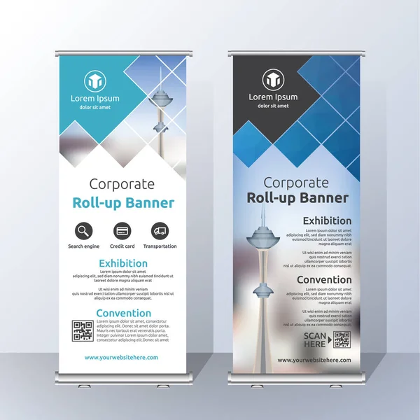 Vertikales Roll-Up-Design von Banner-Vorlagen — Stockvektor
