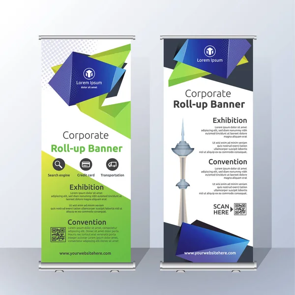 Vertikales Roll-Up-Design von Banner-Vorlagen — Stockvektor