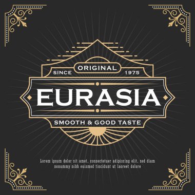 Vintage çizgili çerçeve Tema etiket afiş için