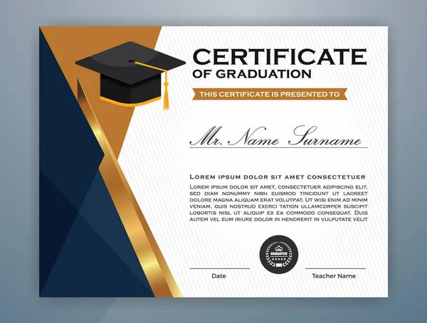Diseño de plantilla de certificado de diploma de escuela secundaria — Vector de stock