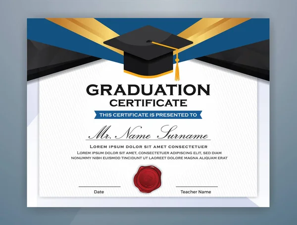 High School Diploma certyfikatu szablon projekt — Wektor stockowy