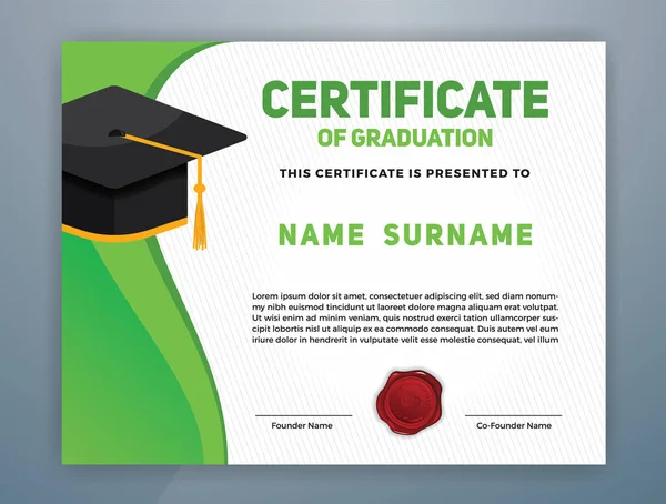 Plantilla de diseño de certificado de graduación — Vector de stock