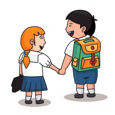 2 öğrenci üniformalı onlara ellerini tutun