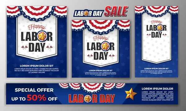 Buon Labor day banner set — Vettoriale Stock