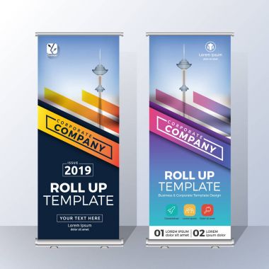 Dikey olarak topla bildiri için Banner şablon tasarımı ve reklam