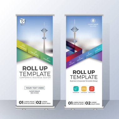 Dikey olarak topla bildiri için Banner şablon tasarımı ve reklam