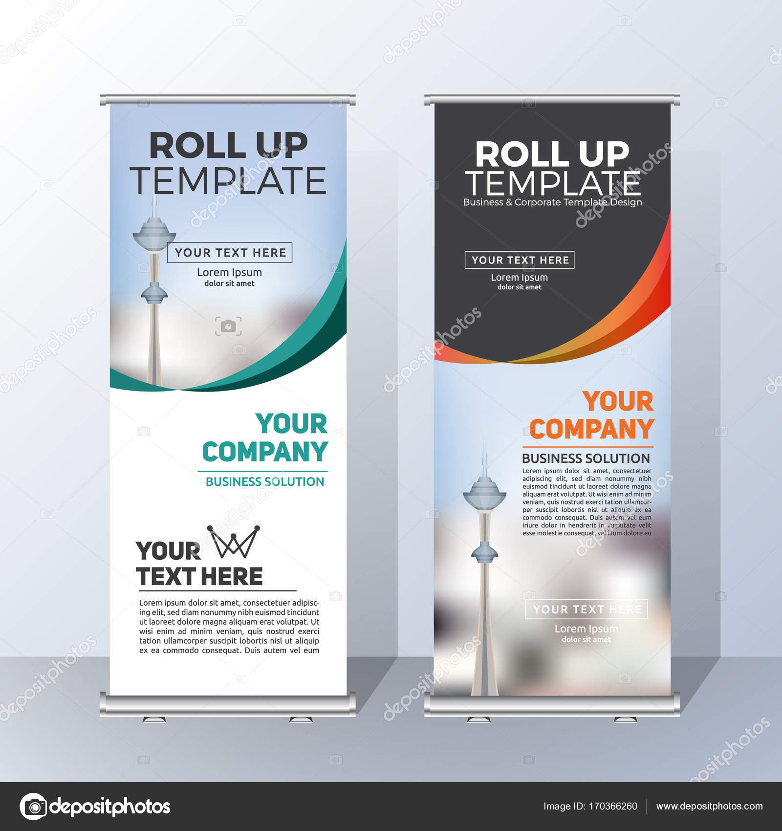 vertical roll up banner template design for announce and adverti