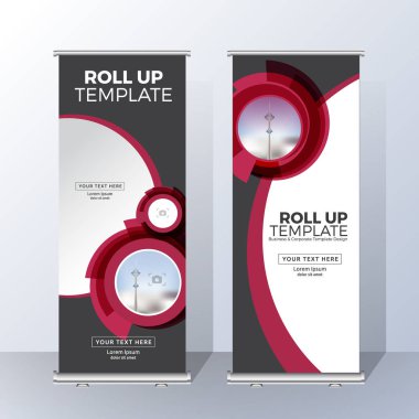 Bildiri için Banner şablon tasarımı ve reklamverenlerin dikey olarak topla