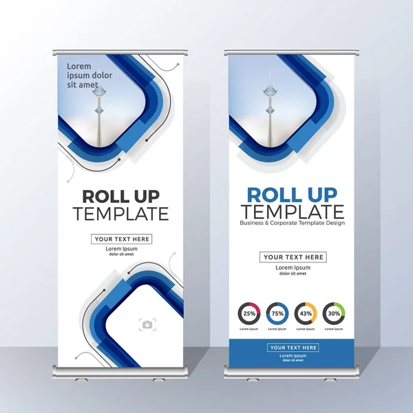 Vertikální Roll Up Banner Design šablony pro ohlašování a Adverti — Stockový vektor