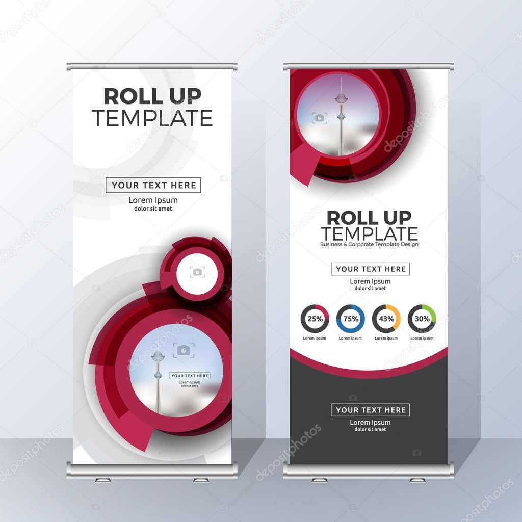 Vertical Roll Up Banner Template Design for Announce and Adverti