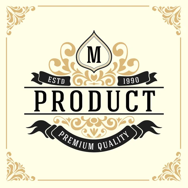 Plantilla de logotipo de monograma de lujo vintage — Vector de stock
