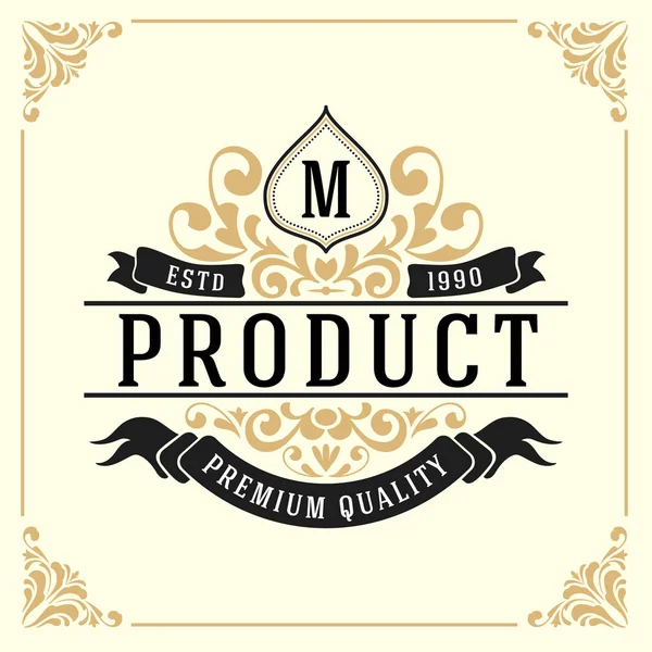 Vintage Luxury Monogram logotyp mall — Stock vektor