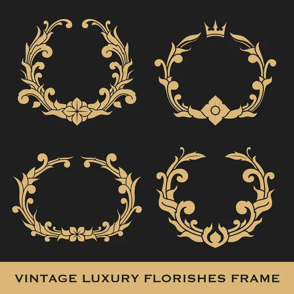 Set von Vintage Luxus Monogramm Frame Template Design — Stockvektor