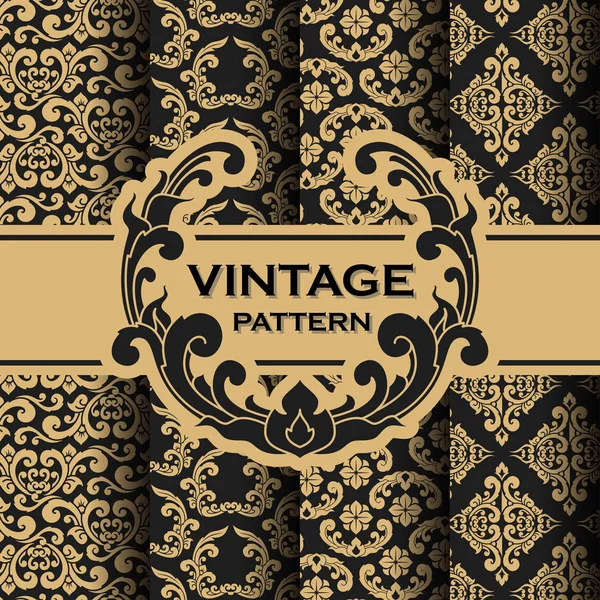 Reihe von Vintage blüht Weinstock nahtlose Muster Hintergrund — Stockvektor