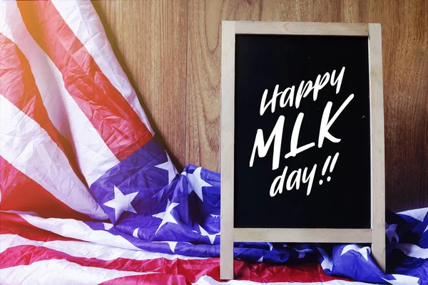 Happy MLK Day Typographie sur la scène du drapeau américain — Photo