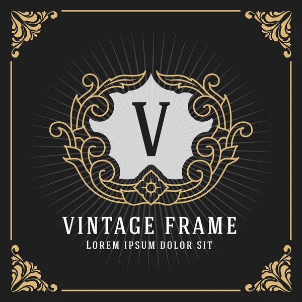 Vintage Luxus Monogramm Banner Vorlage Design — Stockvektor