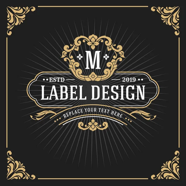 Design del modello di banner monogramma di lusso vintage — Vettoriale Stock