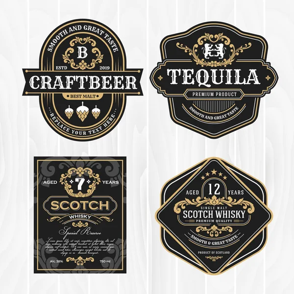 Marco vintage clásico para etiquetas de whisky y productos antiguos — Vector de stock