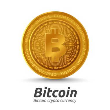 Beyaz arkaplanda altın bitcoin işareti