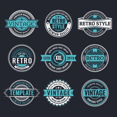Daire Vintage ve Retro rozet tasarım koleksiyonu