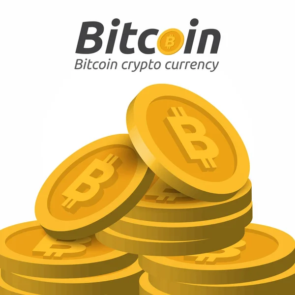 Guld bitcoin tecken på vit bakgrund — Stock vektor