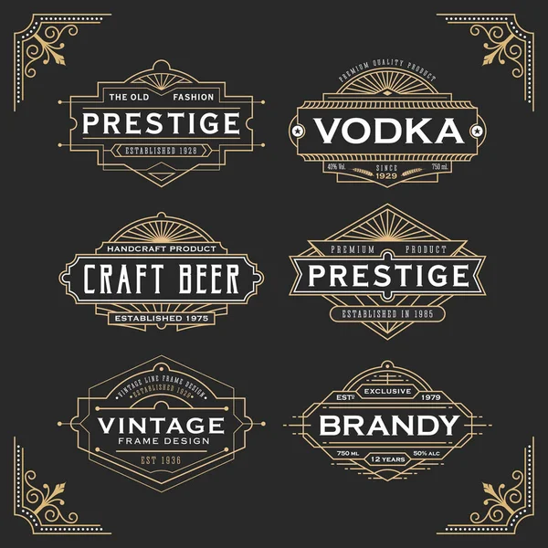 Diseño de marco de línea vintage para etiquetas — Vector de stock