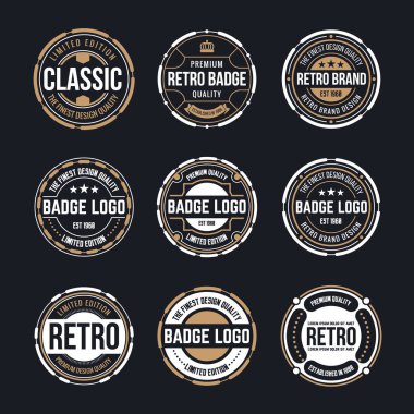 Daire Vintage ve Retro rozet tasarım koleksiyonu