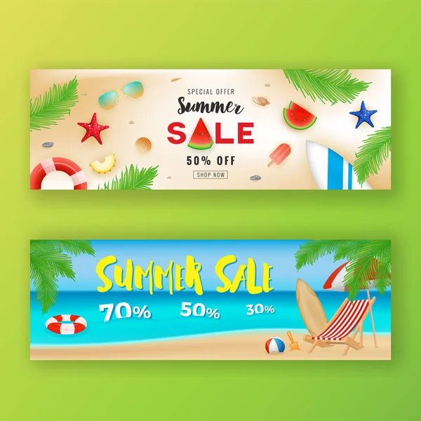 Venta de verano banner de promoción fondo — Vector de stock