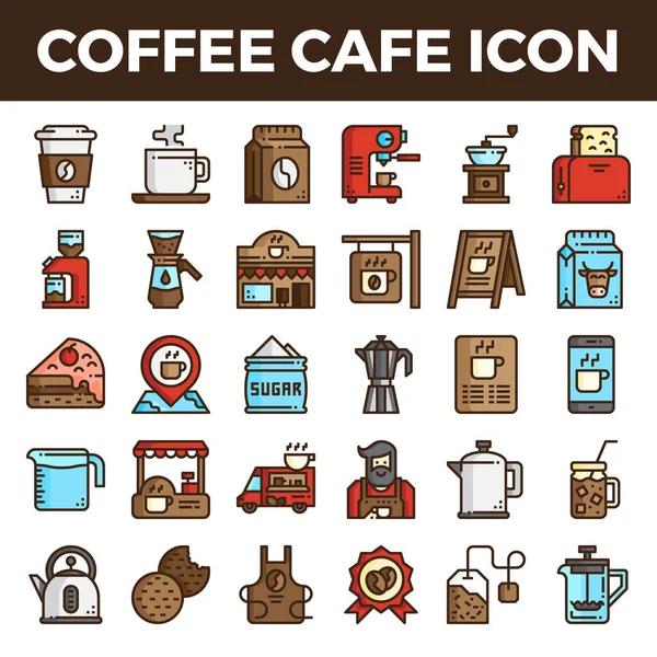 Kaffeehaus gefüllt Umrisse Symbole lizenzfreie Stockillustrationen