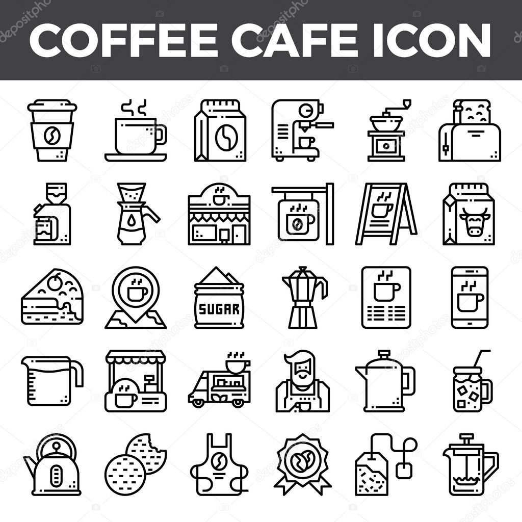 Coffee cafe outline icons