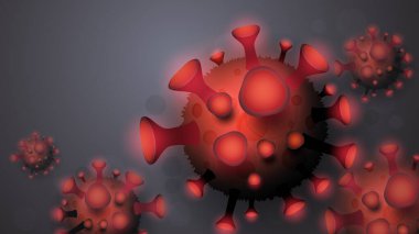 Coronavirus veya Covid-19 vektör çizimi. Virüs arkaplanı.