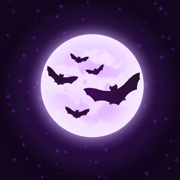 Vektor Fledermäuse mit Mond. Halloween-Illustration. — Stockvektor
