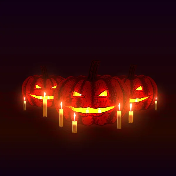 Vector pumpkins with candles. — Stock Vector