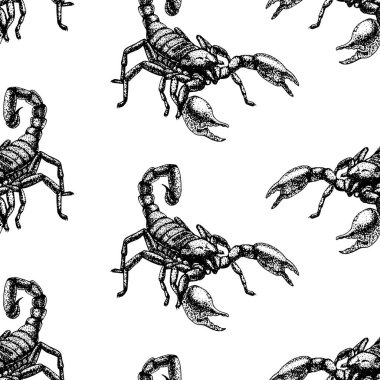 El Akrep ile çizilmiş seamless modeli. Arka plan tasarım.