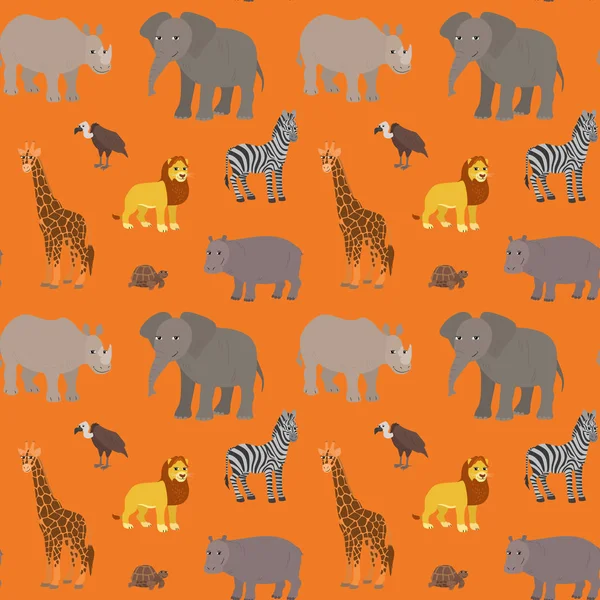 Seamless pattern with cartoon african animals. — Stock Vector