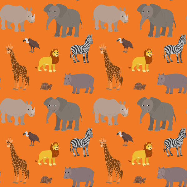 Seamless pattern with cartoon african animals.