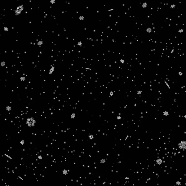 Neige sur fond noir. Chute de neige hivernale . — Image vectorielle