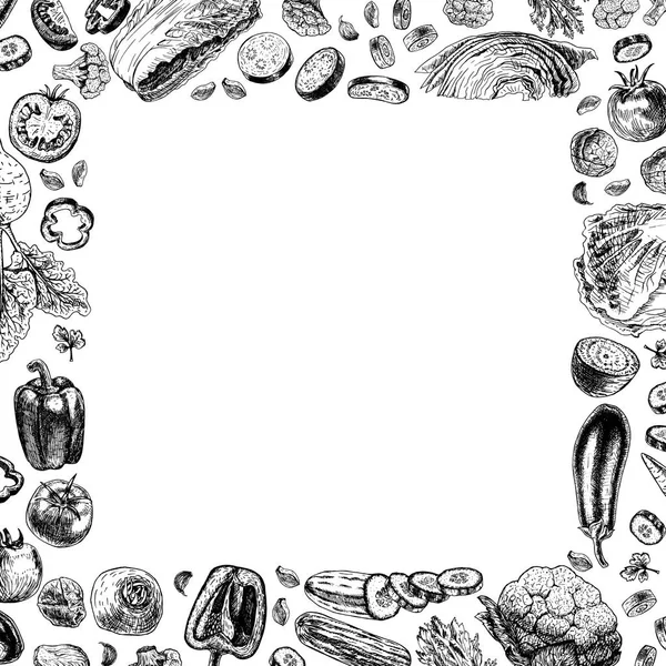 Векторная рама из овощей — стоковый вектор