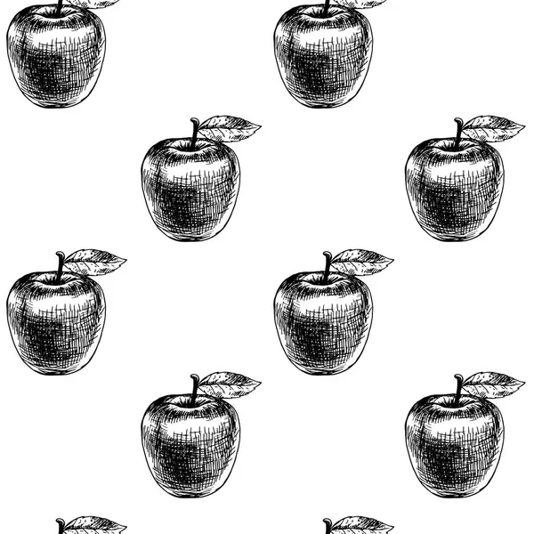 Wzór z jabłkami. Szkic wektor — Wektor stockowy