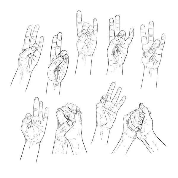 Handritad mudra, klokt av fingrar. Vektorn illistration av yoga. — Stock vektor