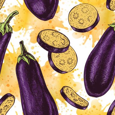 Patlıcan ile Seamless modeli. Vektör çizimi