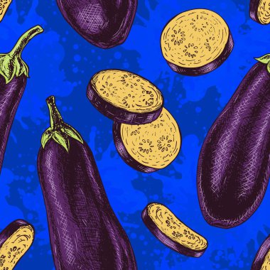 Patlıcan ile Seamless modeli. Vektör çizimi